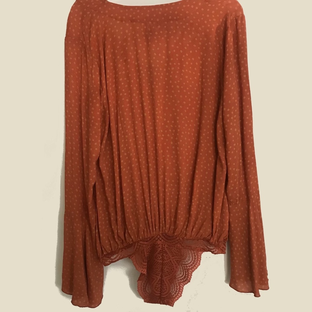 Free People Orange Makin’ Waves Bodysuit Size Large NWT - Picture 6 of 7
